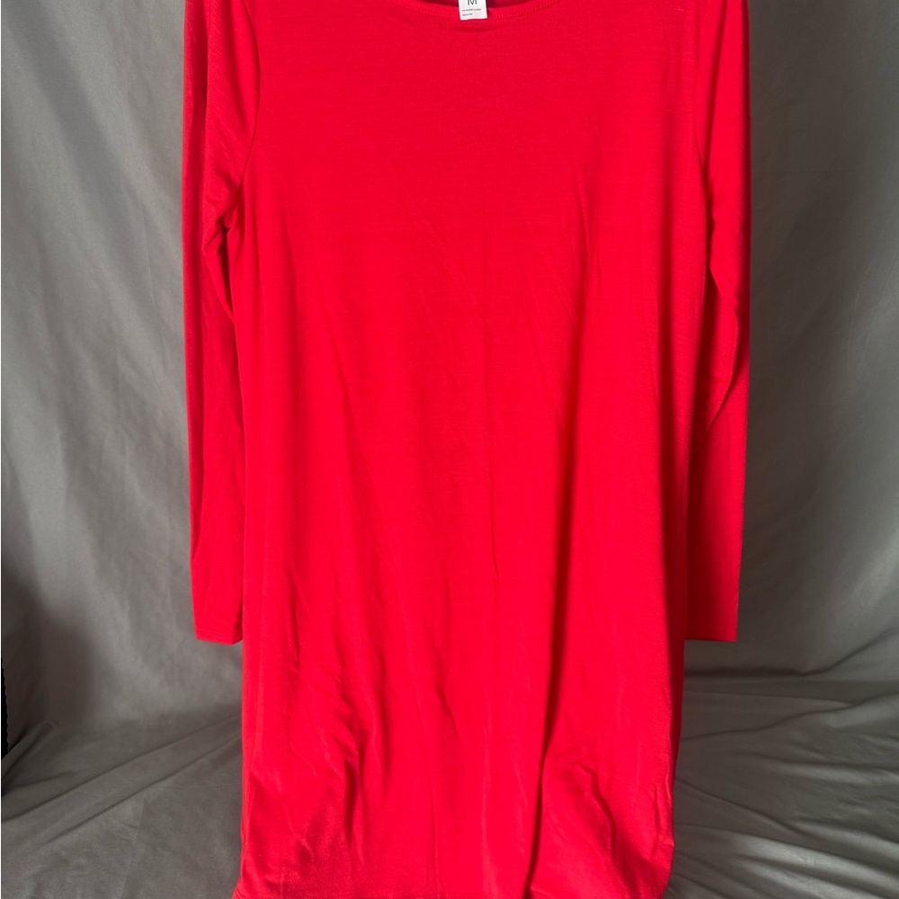 Red Long Sleeve Swing Dress